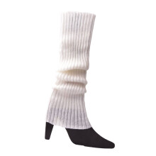 Crochet Ribbed Knee High Socks for Party Accessories-White