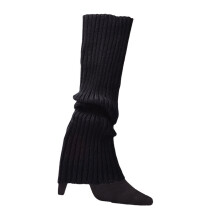 Womens Fashion Leg Warmers Adult Junior 80s Ribbed-Black