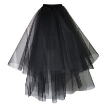 Womens Layered Black Tulle Short Wedding Veil with Comb-Black