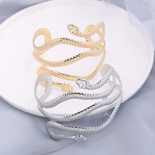 Punk Alloy Upper Arm Open Ended Cuff Bracelet & Bangle-Gold 2