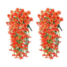 Flower Eucalyptuses Stem Morning Glory Wall Art-Orange