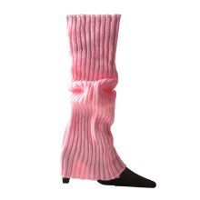80s Fluorescent Rainbow Leg Warmers Crochet Knit Socks-Pink