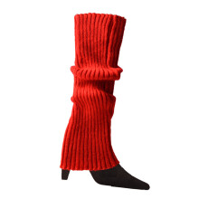 Punk Solid Color Cool Knit Long Socks Women Outdoor Knee-Red