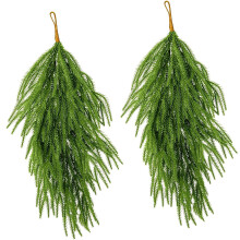 Artificial Pine Needle Garland Hanging Greenery Wreath-2 pcs