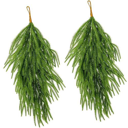 Artificial Pine Needle Garland Hanging Greenery Wreath-2 pcs