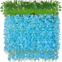12PCS Artificial Silk Wisterias Flower Garlands With-Blue