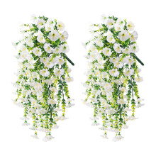 Realistic Artificial Eucalyptuses And Morning Glory Wall-White