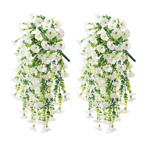 Realistic Artificial Eucalyptuses And Morning Glory Wall-White