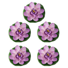 5pcs Lilies Pad Floating Foam Water Plant for Fish Tanks-Purple