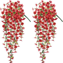 2Pcs Artificial Hanging Flower for Outdoor and Outdoor-Red