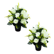 2pcs Easy to Maintenance Faux Floral Arrangements Durable-White