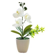 Artificial Orchids Plant For Dining Table Office Desk-White