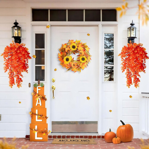 Realistic Fall Color Artificial Vine Durable Weather-Autumn Red 2