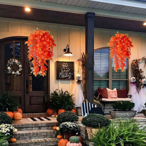 Realistic Fall Color Artificial Vine Durable Weather-Autumn Red 1