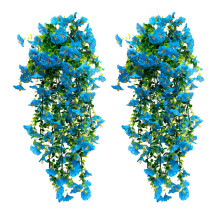 Faux Eucalyptuses And Morning Glory Hanging Decoration For-Blue
