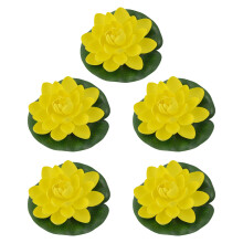 5pcs Waterproof Foam Lilies Pad Flowers Artificial Pond-Yellow
