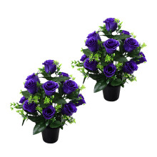 2pcs Long Time Faux Roses Adornment Realistic Silk-Purple