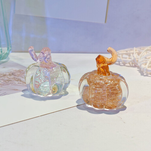 Schimmernde Glas-Halloween-Kürbis-Figur, dekoratives Objekt-4 2