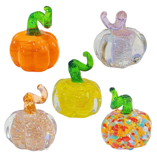 Schimmernde Glas-Halloween-Kürbis-Figur, dekoratives Objekt-4 1