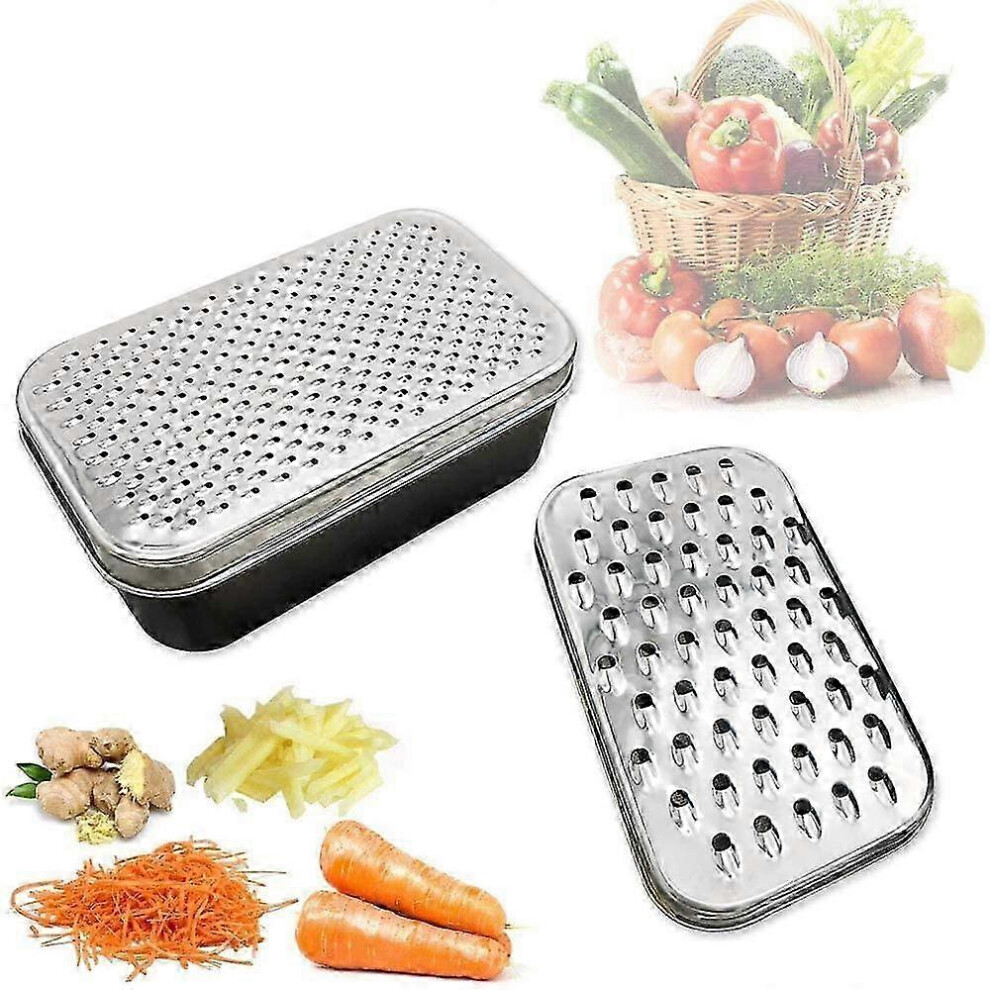 Cheese Grater With Container And Lid For Fruits And Vegetables (Black) Black