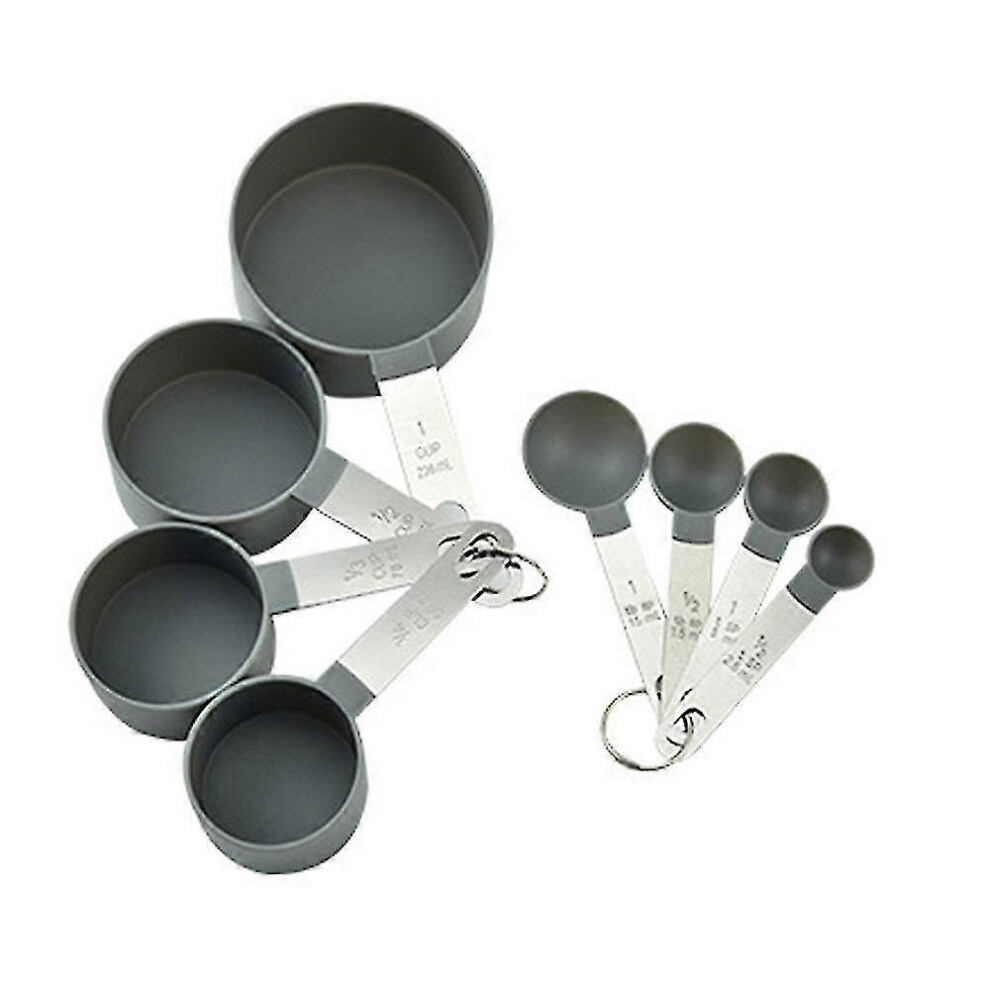 8-Piece Measuring Cups and Spoons Set, Stable Stainless Steel Handle, Accurate Tablespoon for Measuring Dry and Liquid Ingredients, Small Teaspoon