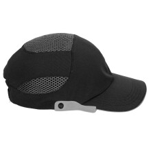 Schutzhelm Baseball Mütze, Harthelm mit Schirm, Schwarz mit grauem Rand, Einheitsgröße