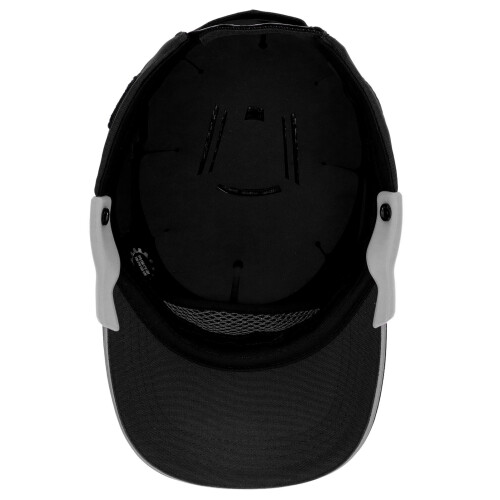 Schutzhelm Baseball Mütze, Harthelm mit Schirm, Schwarz mit grauem Rand, Einheitsgröße 2