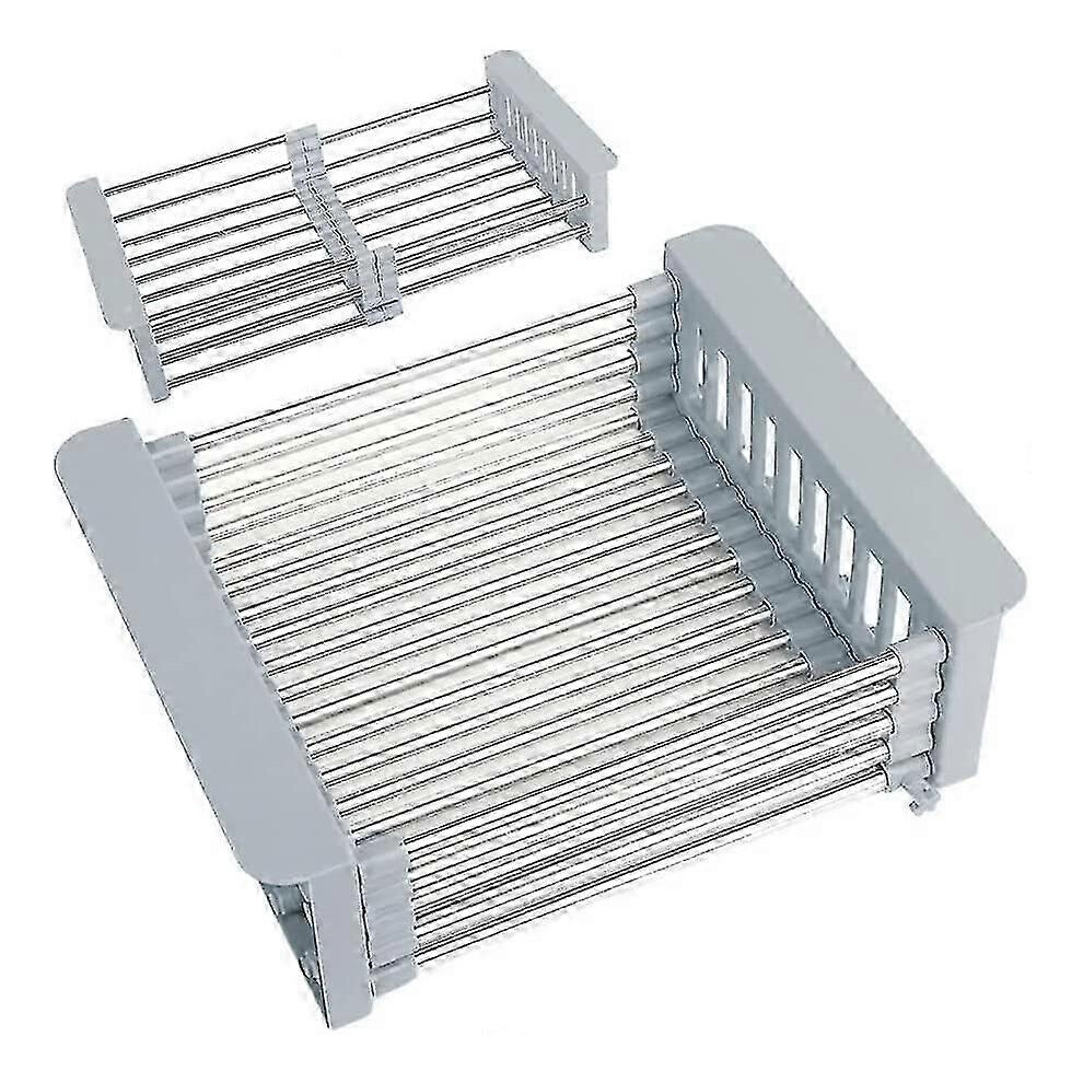 Expandable Dish Drainer, Adjustable Stainless Steel Dish Drainer, Telescopic Drain Basket (30 x 22.5 x 9.5 cm)