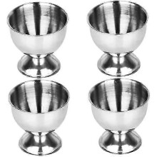Egg Cup Holder, Egg Tray for Hard and Soft Boiled Eggs, Kitchen Utensil (2 Sets, Silver)