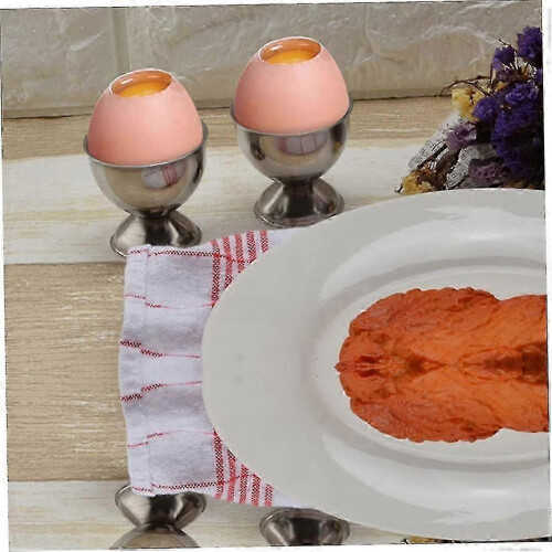 Egg Cup Holder, Egg Tray for Hard and Soft Boiled Eggs, Kitchen Utensil (2 Sets, Silver) 1