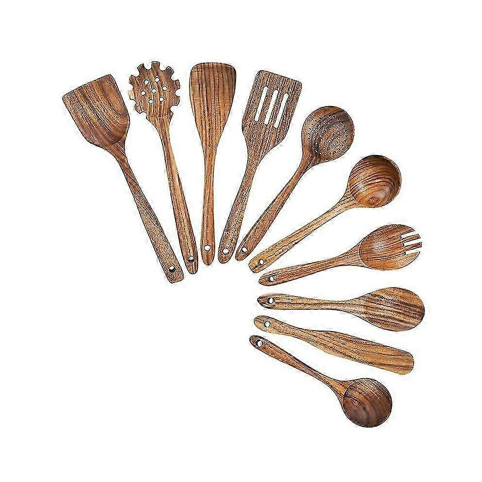 Wooden Kitchen Utensils, Cooking Utensils Set with Teak Wood Spoons and Wooden Spatula for Cooking