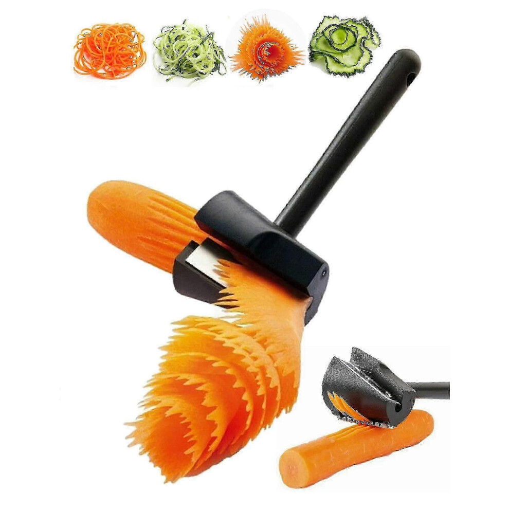 Carrot Peeler And Spiralizer - Spiral Slicer For Root Vegetables And Fruits, Garnish Tool Black