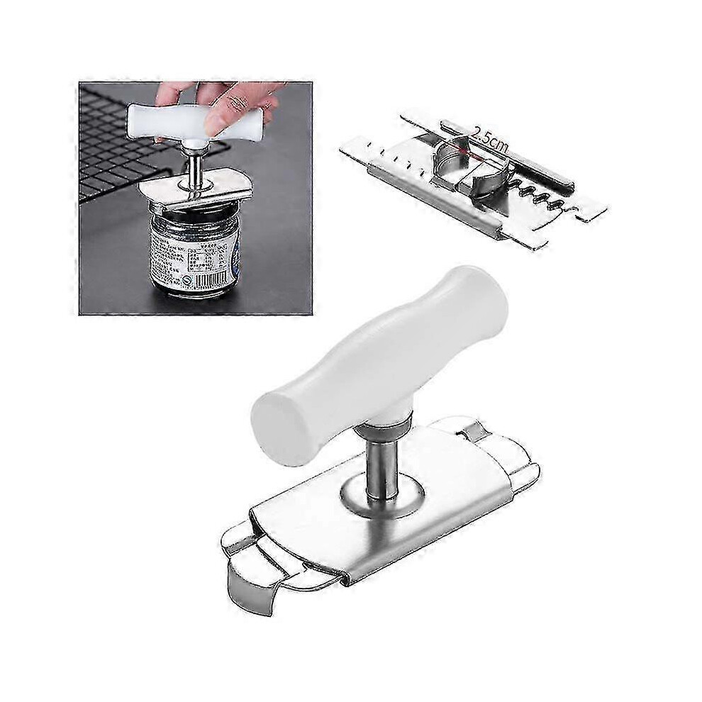 Adjustable Stainless Steel Can Opener with Jar Lid Grip and Twist Off