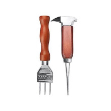 Set of 2 ice picks with wooden handle, ice muddler and ice tongs, ideal for bars and bartenders. Ideal carving tool.