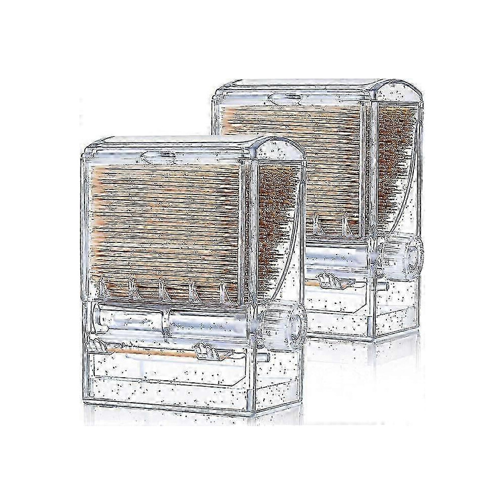 2pcs Acrylic Automatic Toothpick Dispenser with Clear Button for Table Kitchen Home 10.4 x 5.5 x 7.4cm-image-OPC-PMHB7QF-NEW