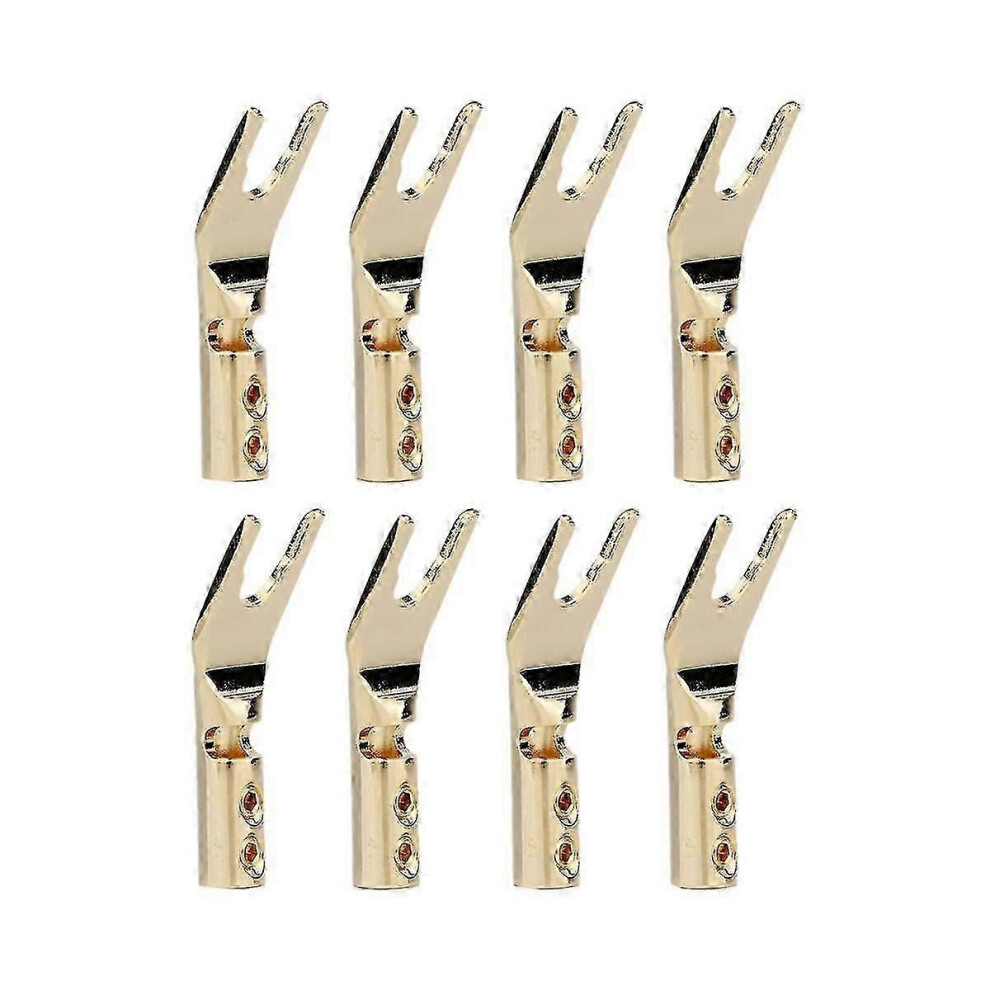 Set Of 8 Y Banana Connectors For Hifi Speakers, Plated, Made Of Pure Copper, Compatible With Hifi Speaker Connection Plugs. Gold