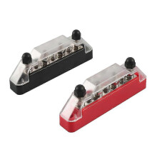 7-terminal busbar, 150A DC busbar block with cover, 2-piece busbar battery power distribution block, 4 M6 car terminal block studs, 3 M terminal