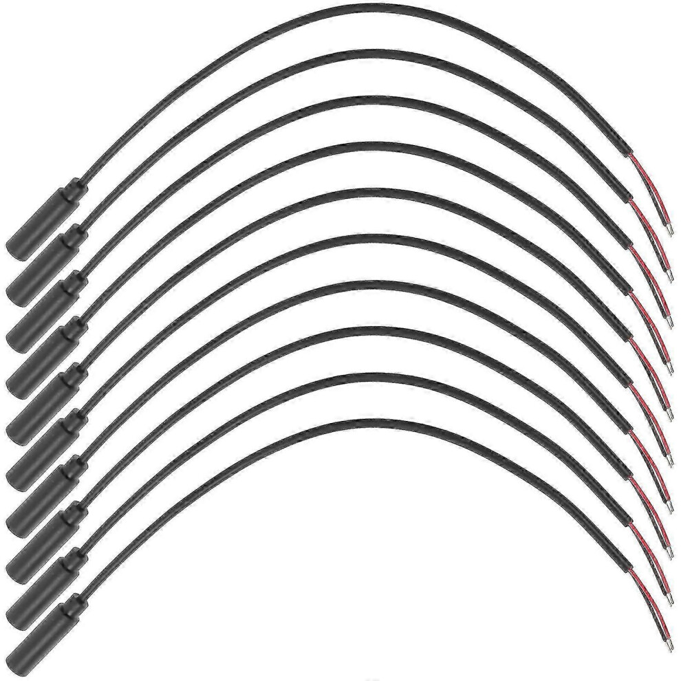 Pack of 10 open-ended 3.5mm female to 3.5mm mono jack connectors, audio cable for headphones, earphones and microphone (black)