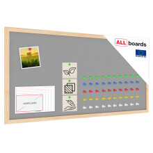 Fabric (Felt) Notice Board - 80x40 cm | Grey | Wooden Frame