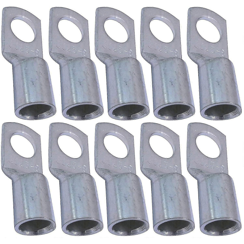 Pack Of 10 Tubular Eyelet Electrical Lugs - Eyelet - 8 Mm - Uninsulated - For 25 Mm Conductor - Electrical Wire Connector - Clamping - Color Silver