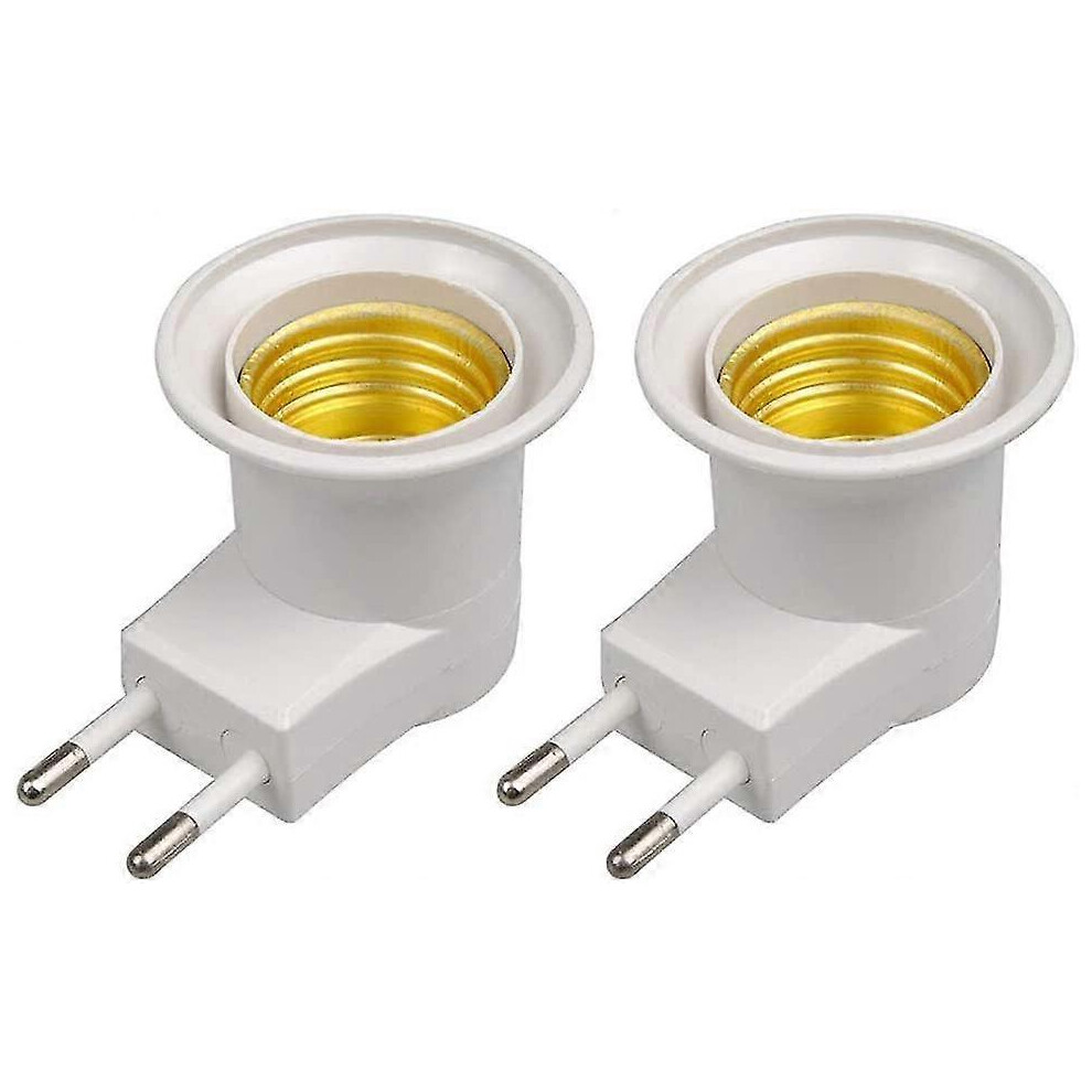 E27 Male Socket Converter Adapter For Led Lamp, Eu Plug, For Bulb Socket With On/Off Switch ( X 2) Light/White