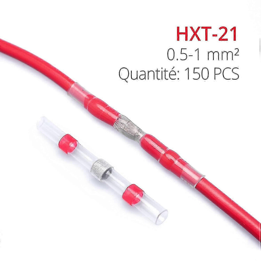 Pack Of 100 Heat-Shrink Solder Terminals – Waterproof Electrical Terminals – Waterproof Butt Termination – 0.5-0.75 Mm Red