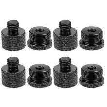 Set of 8 thread adapters for microphones: 5/8" female to 3/8" male thread and 3/8" female to 5/8" male thread