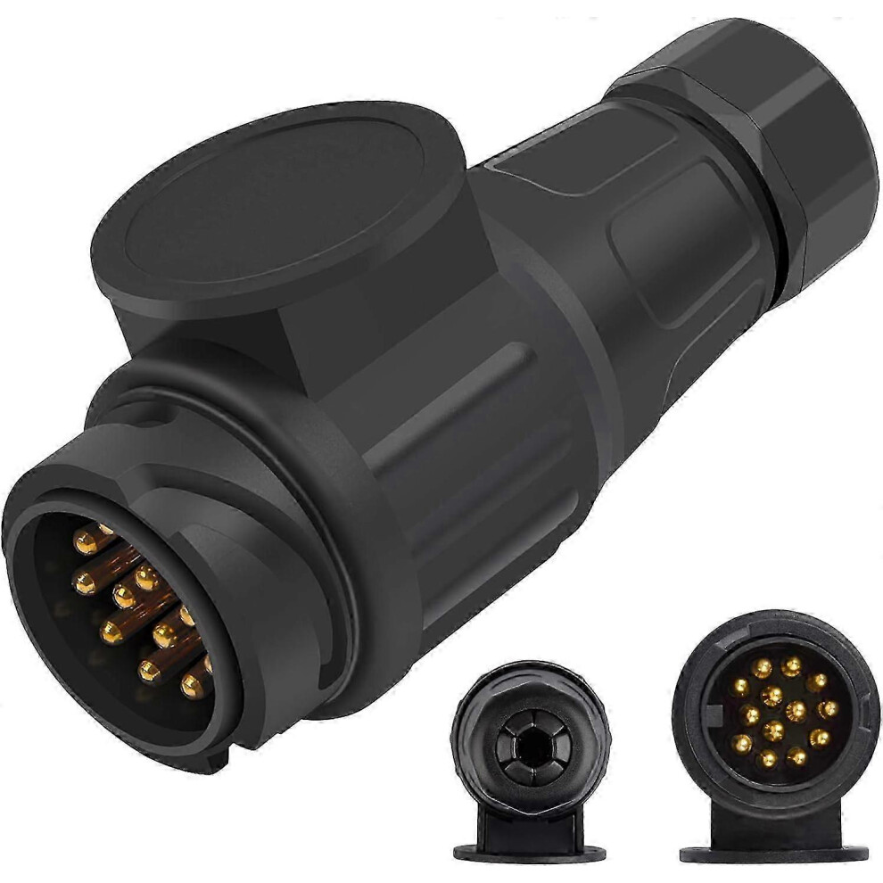 7-Pin To 13-Pin Trailer Plug Adapter, 12V 7-Pin To 13-Pin Trailer Plug Connector, Waterproof Plastic Trailer Plug 7302475001517