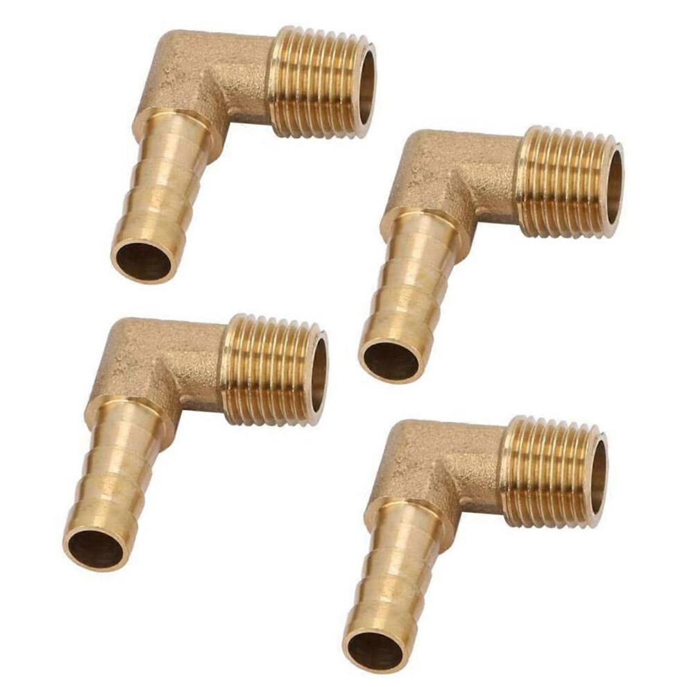 4 Pcs Hose Barb Brass Male Elbow Hose Tail Barb Fitting Hose Fitting Adapter G1/4 Inch 6935159265618