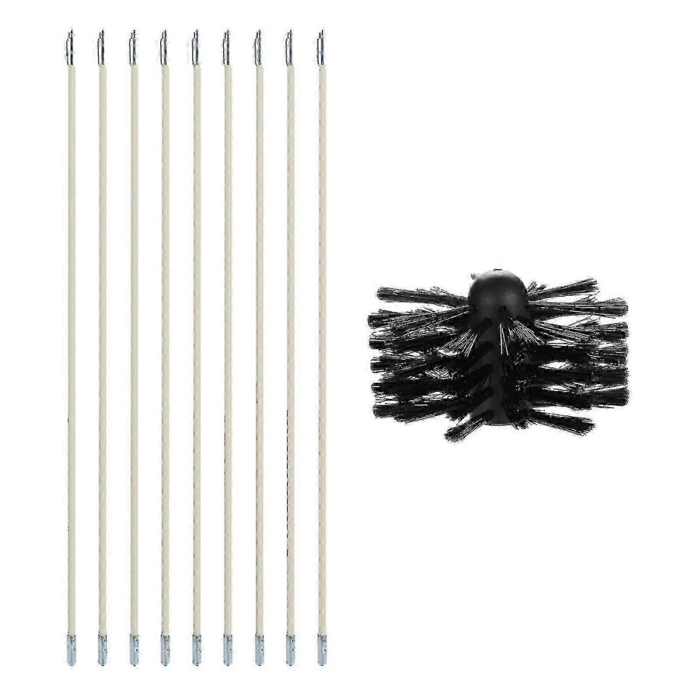 Black Chimney Cleaning Brush Kit 9Pcs Poles With Nylon Brush Head Duct Vent Cleaning Set Chimney Sweep Kit Flexible Chimney Brushes For Fireplace Drye 6935159264963