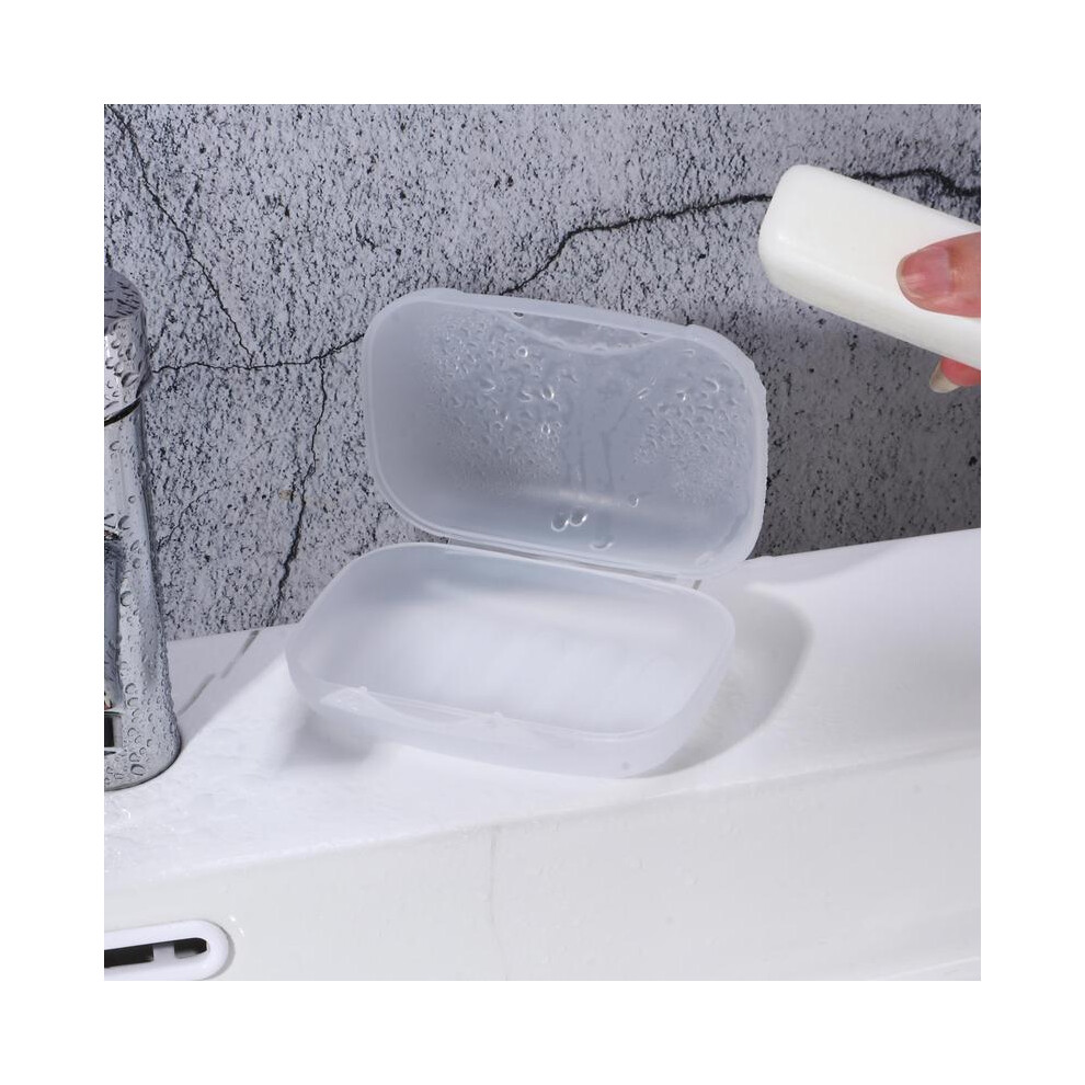 (White, one-size) Solid Color Soap Dish Holder with Lid, 1 Count Portable Durable Soap Storage Holder, Household Bathroom Gadgets Supplies-image-OPC-PMHB9KF-NEW