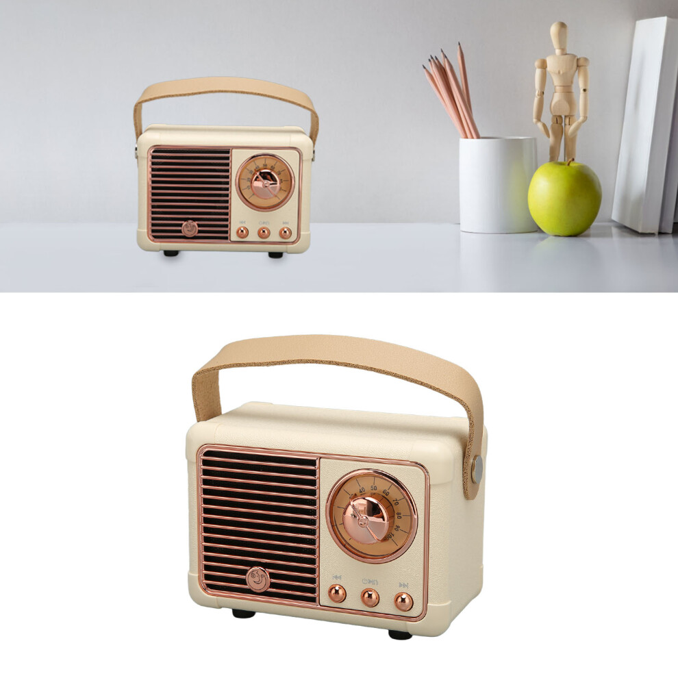 Portable Retro Speaker Hifi Sound Bluetooth 5.0 6H Battery Yellow 6901356555401