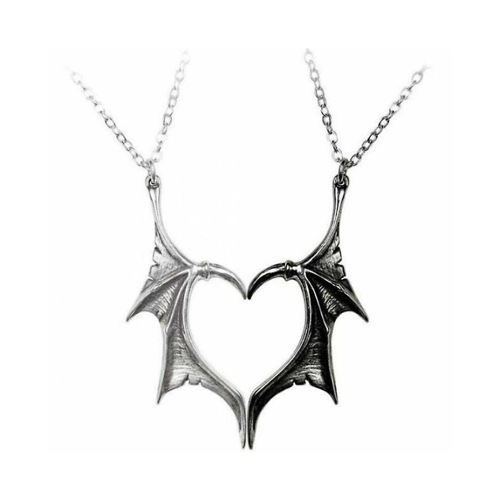 Kikidex (As Show, One Size) Pair Of Wings Necklace Women Men Demon Dragon Wings Heart Pendant Necklace Couple Friendship Necklace Gift