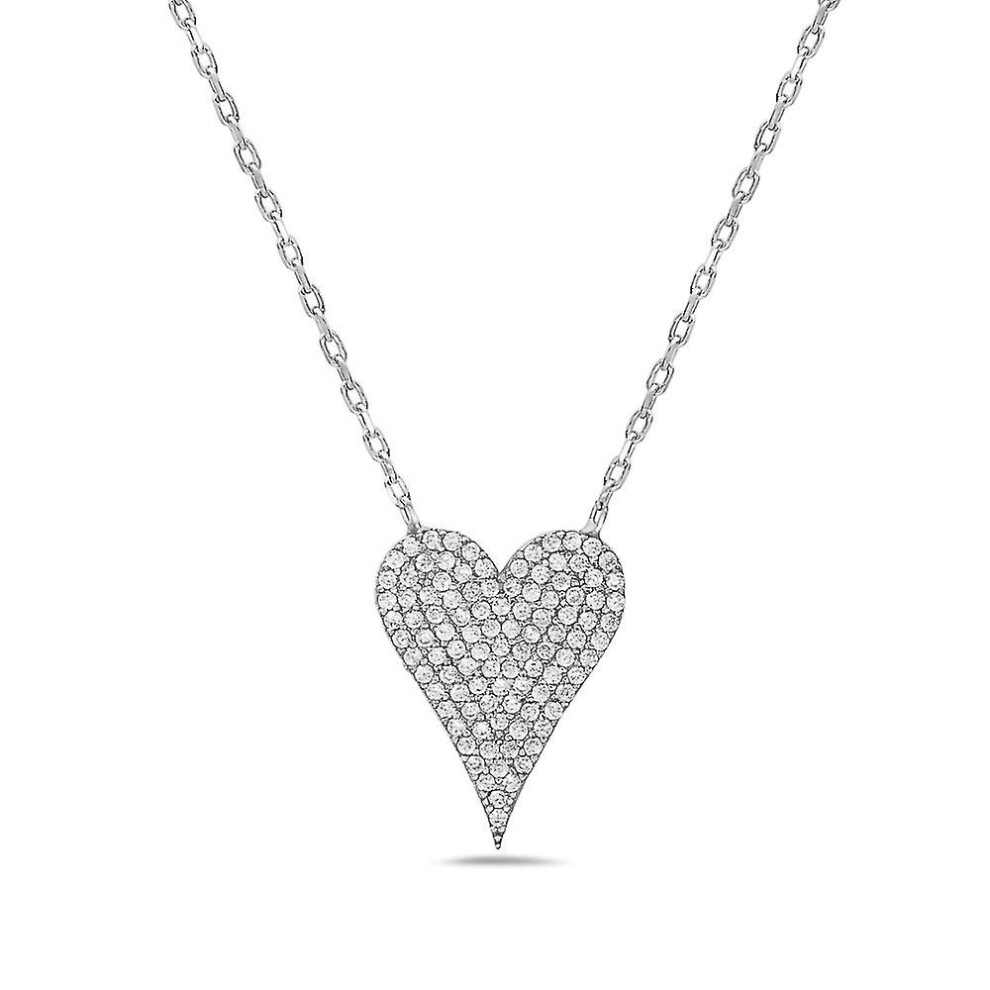 Kikidex (As Show, One Size) 925 Sterling Heart Pendant Necklace Personality Fashion Clavicle Delicate Heart Necklace (Silver) Silver